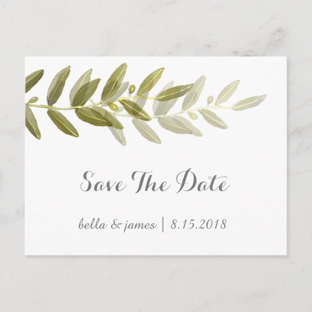 Postale Faire-part Carte de sauvegarde de mariage à branche d'olive v (Devant)