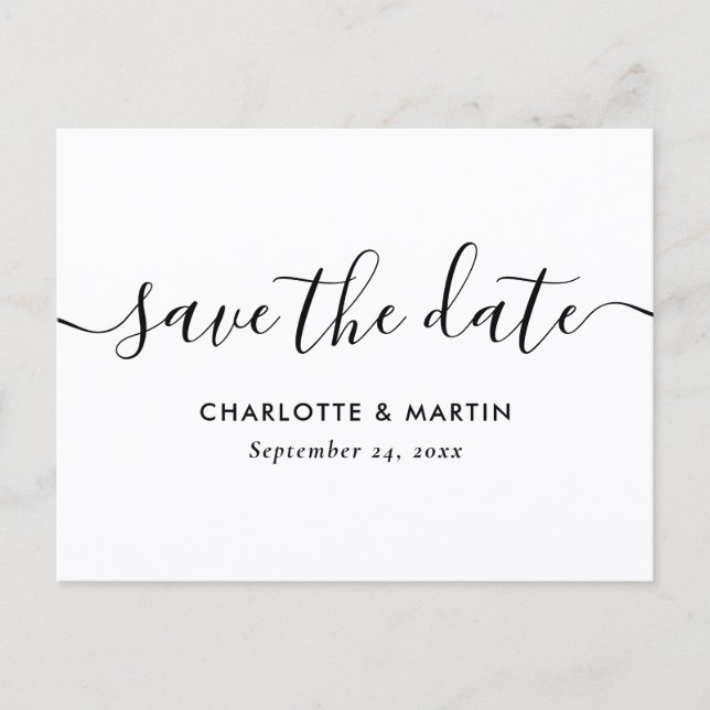 Postale Faire-part Carte de sauvegarde de mariage à écriture moderne  (Devant)