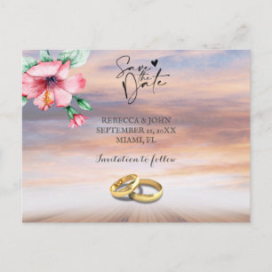 Postale Faire-part Carte de sauvegarde de mariage de plage