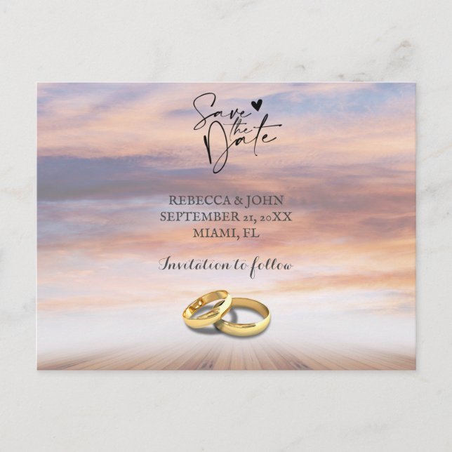 Postale Faire-part Carte de sauvegarde de mariage de plage (Devant)