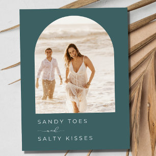 Postale Faire-part Carte de sauvegarde de mariage de plage photo vert