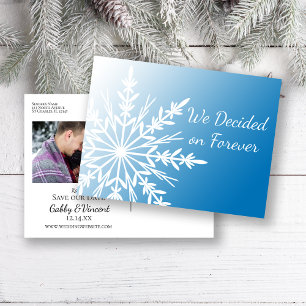 Postale Faire-part Carte de sauvegarde de mariage hivernal flocon de
