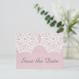 Postale Faire-part Carte de sauvegarde élégante en dentelle rose