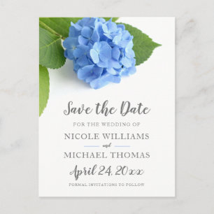 Postale Faire-part Carte de sauvegarde florale d'hortensia bleu