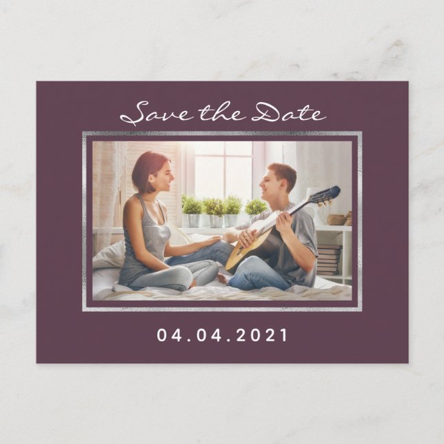 Postale Faire-part Carte de Save the Date de mariage Photo cassis vio (Devant)