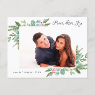 Postale Faire-part Carte de vœux de Noël pour couple à l'aquarelle