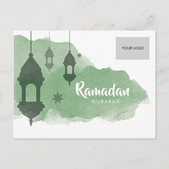 Postale Faire-part Carte de vœux d'entreprise Ramadan - Vert (Devant)