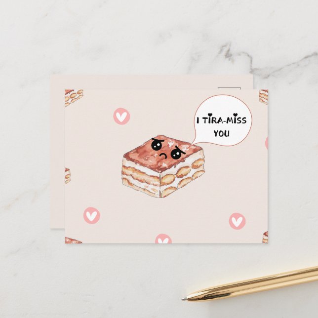 Postale Faire-part Carte de voeux Je t'aime (TIRA-MISS) (Devant/Arrière en situation)