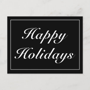 Postale Faire-part Carte de vœux moderne minimaliste noir Joyeuses Fê