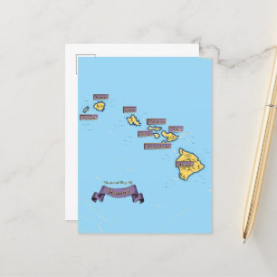 Postale Faire-part Carte De Voyage Illustrée De Hawaii