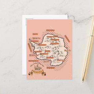 Postale Faire-part Carte de voyage illustrée de l'Antarctique