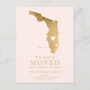 Postale Faire-part Carte d'état de Floride blush rose or maison démén