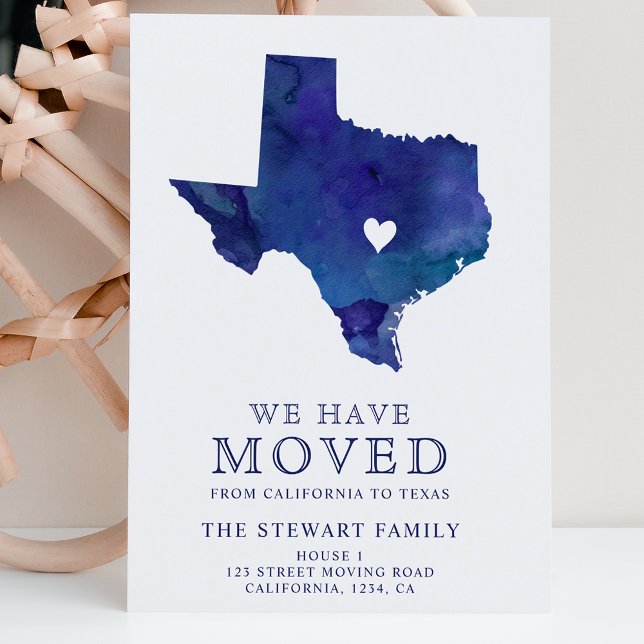 Postale Faire-part Carte d'état du Texas marine bleu aquarelle maison (Créateur téléchargé)