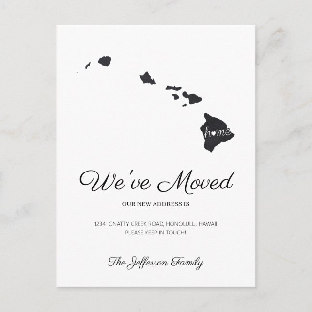 Postale Faire-part Carte d'état Hawaii Chalkboard Moving Postcard (Devant)