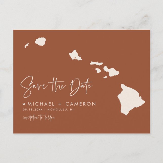 Postale Faire-part Carte d'Hawaii Terracotta Save the Date (Devant)