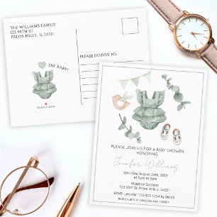 Postale Faire-part Carte d'invitation pour une baby shower fille au t