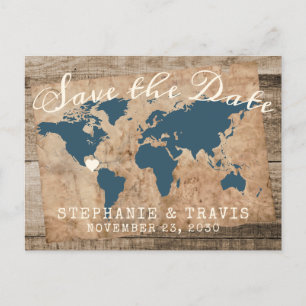 Postale Faire-part Carte en bois rustique pour mariage de destination
