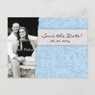 Postale Faire-part Carte photo Bleu Enregistrer La Date