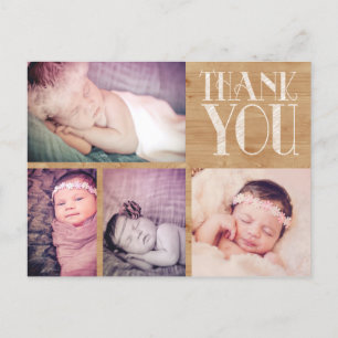 Postale Faire-part Carte photo Rustic Baby Merci