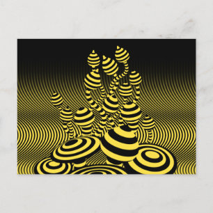 Postale Faire-part Carte Postcard Magic Mushrooms design géométrique