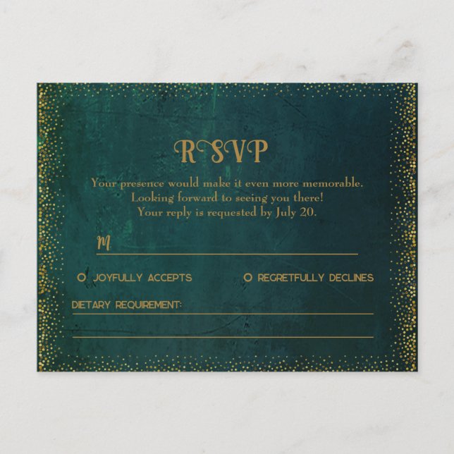 Postale Faire-part Carte RSVP vintage Vert foncé (Devant)