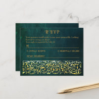 Carte RSVP vintage Vert foncé