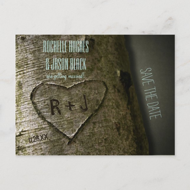 Postale Faire-part Carve d'arbre rustique — Enregistrer la carte post (Devant)