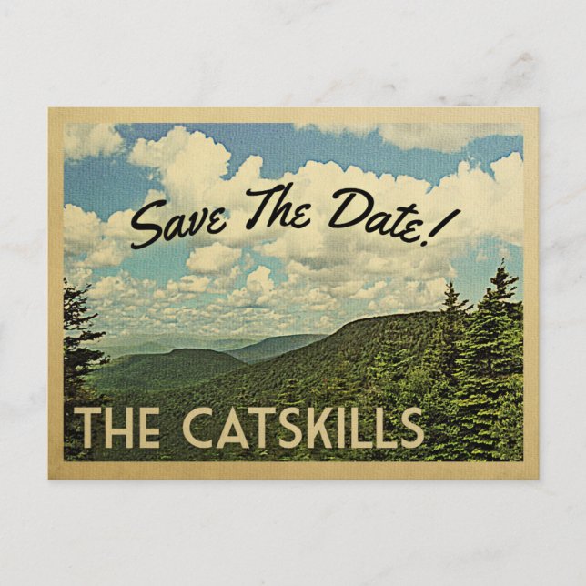 Postale Faire-part CatSkills Mountains Enregistrer La Date Carte Post (Devant)