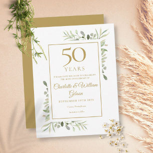 Postale Faire-part Célébration des 50 ans de mariage Greenery, carte 
