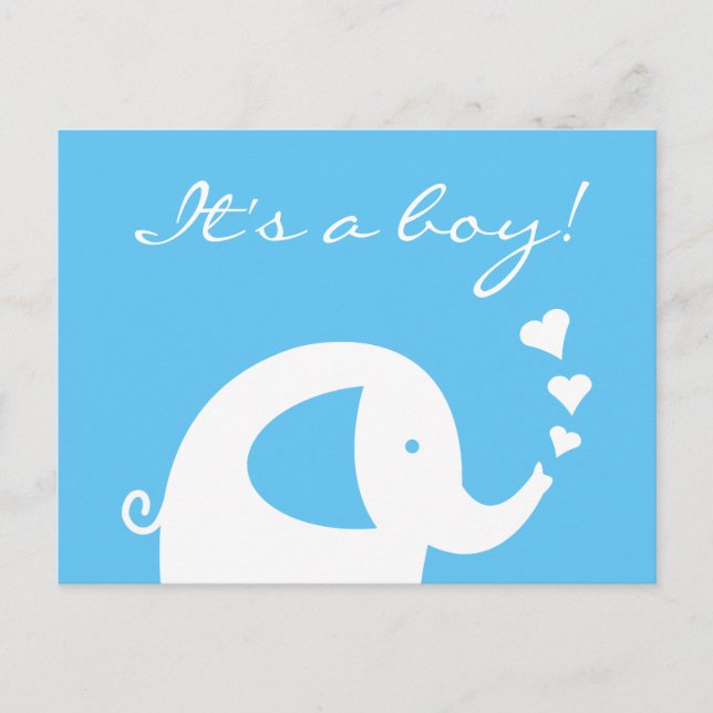 Postale Faire-part C'est un garçon carte d'annonce de naissance éléph (Devant)