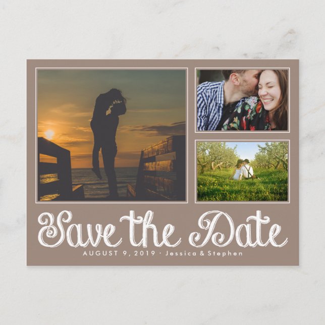 Postale Faire-part Chalk Beige Enregistrer La Date Collecte Carte Pos (Devant)
