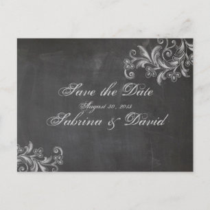 Postale Faire-part Chalkboard Floral Enregistrer la date Carte postal