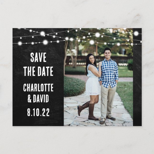 Postale Faire-part Chalkboard Wedding Enregistrer La Date Photo Carte (Devant)