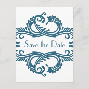 Postale Faire-part Chic Damask Enregistrer la date carte postale, ble