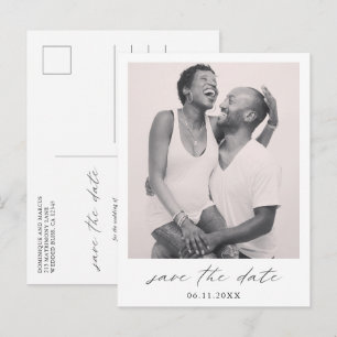 Postale Faire-part Chic Minimaliste Simple Photo Mariage Carte de Voe