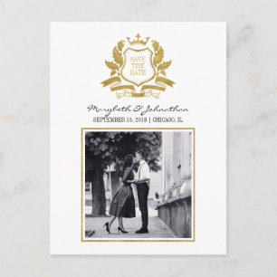 Postale Faire-part Classic Gold Crest Enregistrer La Date Carte Posta