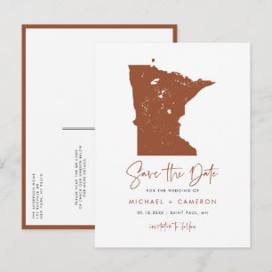 Postale Faire-part Code QR de la carte du Minnesota en terre cuite En