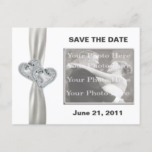 Postale Faire-part Coeurs Mariage Blanc Enregistrer La Date Carte Pos