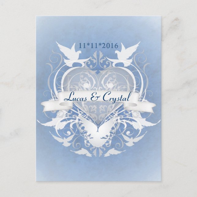 Postale Faire-part Conte Fée Frosted Bleu Enregistrer La Date Carte P (Devant)