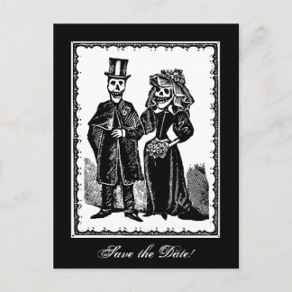 Postale Faire-part Couple de squelettes (Sauvez la date) - Carte post