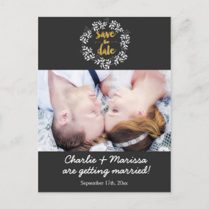 Postale Faire-part Couronne rustique de feuilles SAVE THE DATE Carte