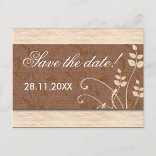 Postale Faire-part Crème Et Chocolat Enregistrer La Date Carte Postal