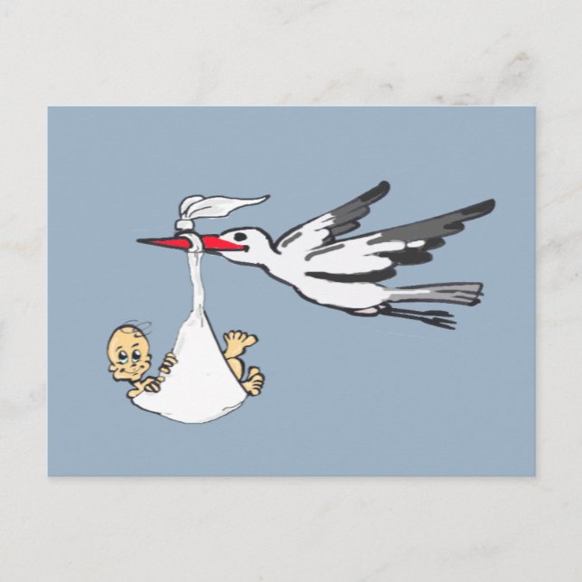 Postale Faire-part de naissance Stork & Baby Boy Carte pos (Devant)