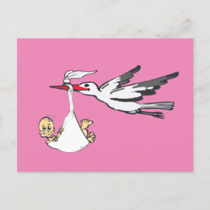 Postale Faire-part de naissance Stork & Baby Girl Carte po