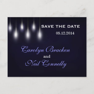 Postale Faire-part Deep Navy Blue Steet Lights Enregistrer la carte D