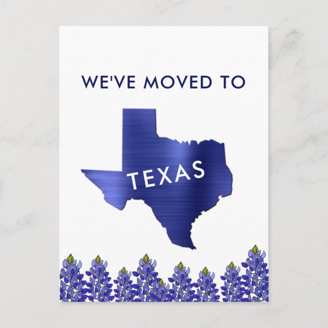 Postale Faire-part Déménagement à Bluebonnet État Texas Carte Nouvell (Devant)