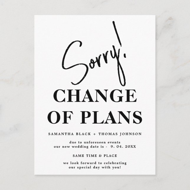 Postale Faire-part Désolé Carte d'annonce de report de date de mariag (Devant)