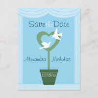 Doves et Heart Topiary Enregistrer la date Carte p