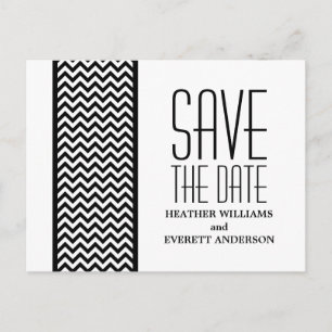 Postale Faire-part Ebony Chevron Border Enregistrer la date Carte pos