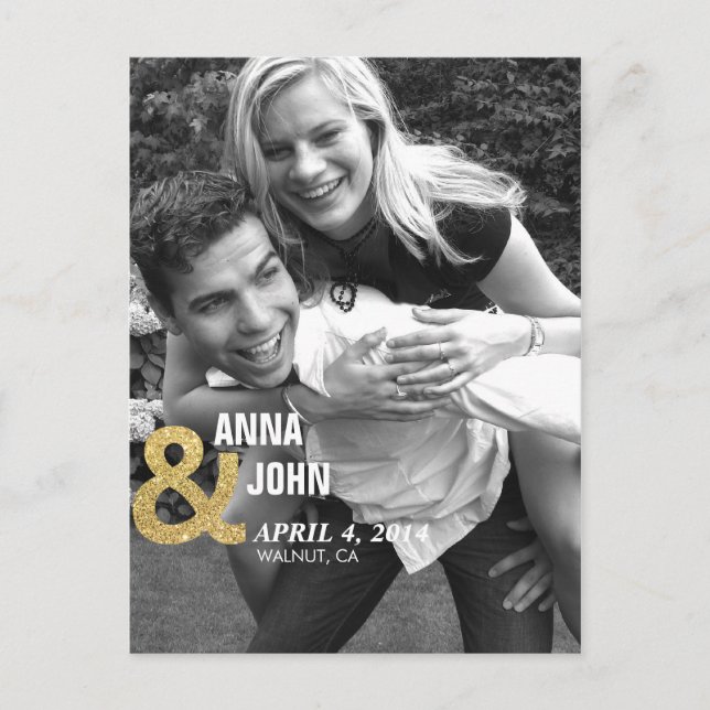 Postale Faire-part Économies de parties scintillantes d'or la carte (Devant)